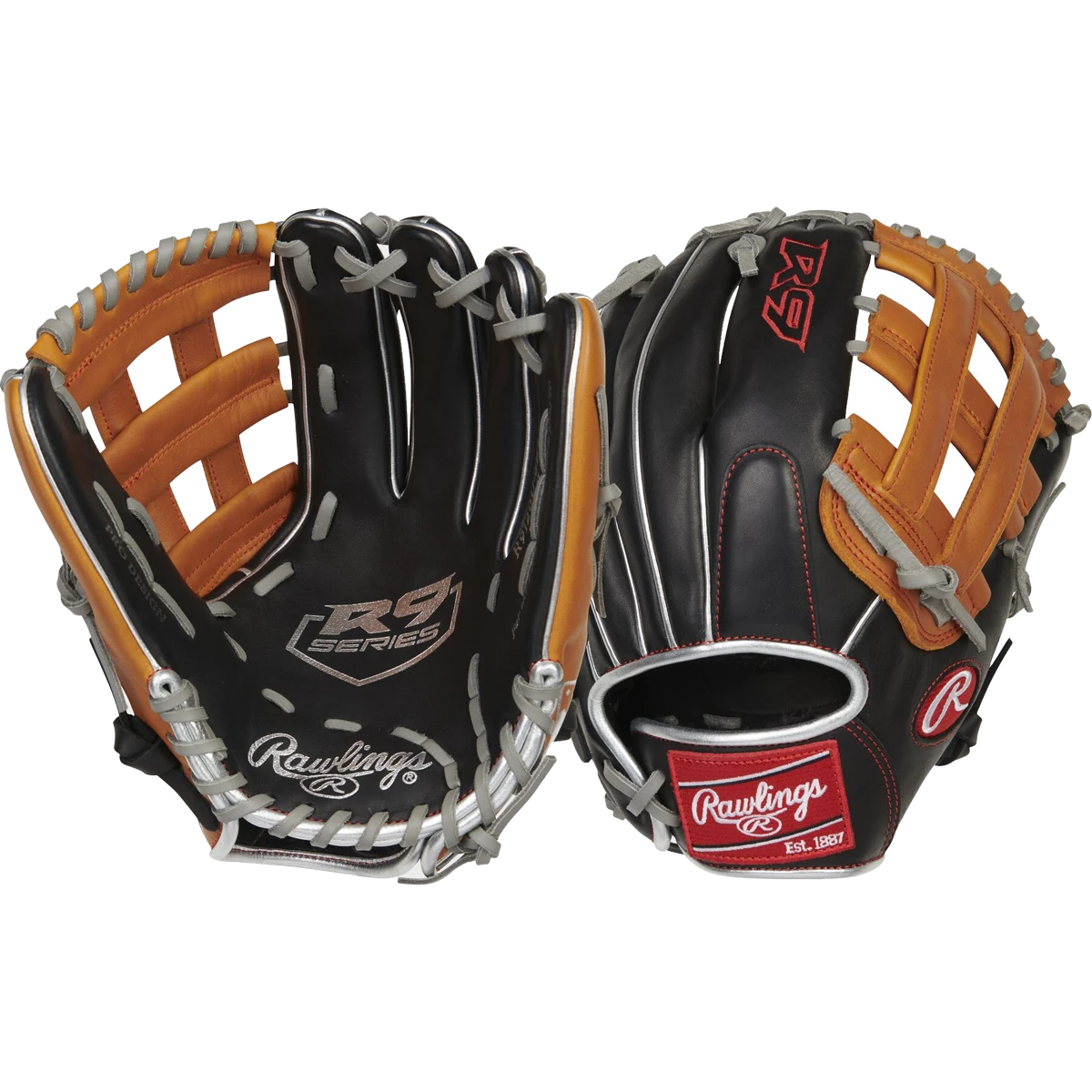 Rawlings R9 ContoUR Outfield - 12" Pro H-Web Left Hand Throw 3 Rawlings R9 ContoUR Outfield - 12" Pro H-Web Left Hand Throw