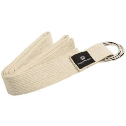 Cotton D-Ring Yoga Strap, Natural - 10'